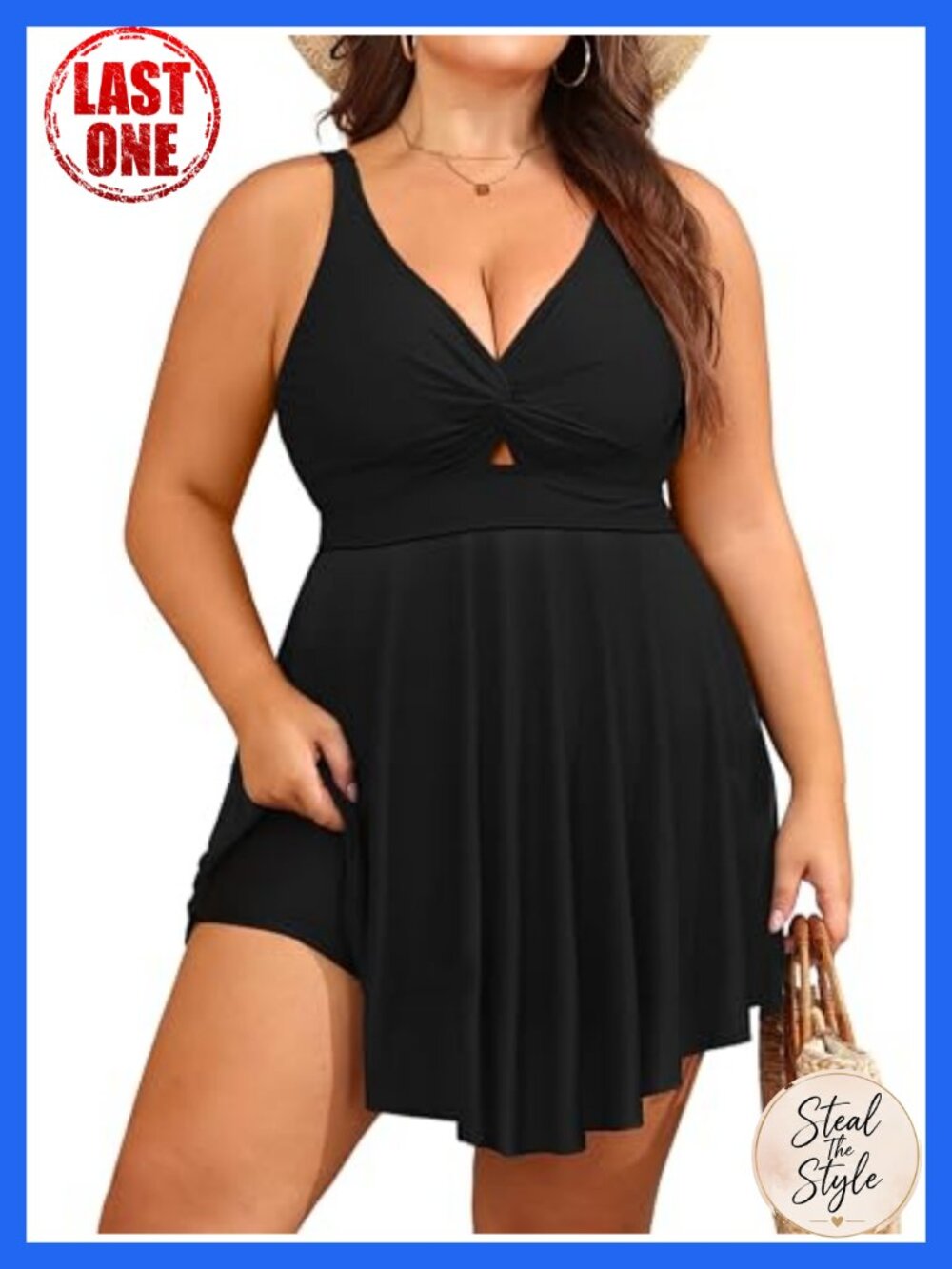 Flowy Plus Size Tankini Swim Dress with Boyshorts